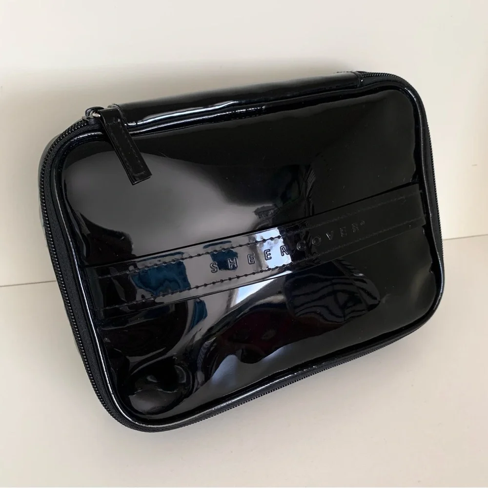 Sheer cover black patent vanity case